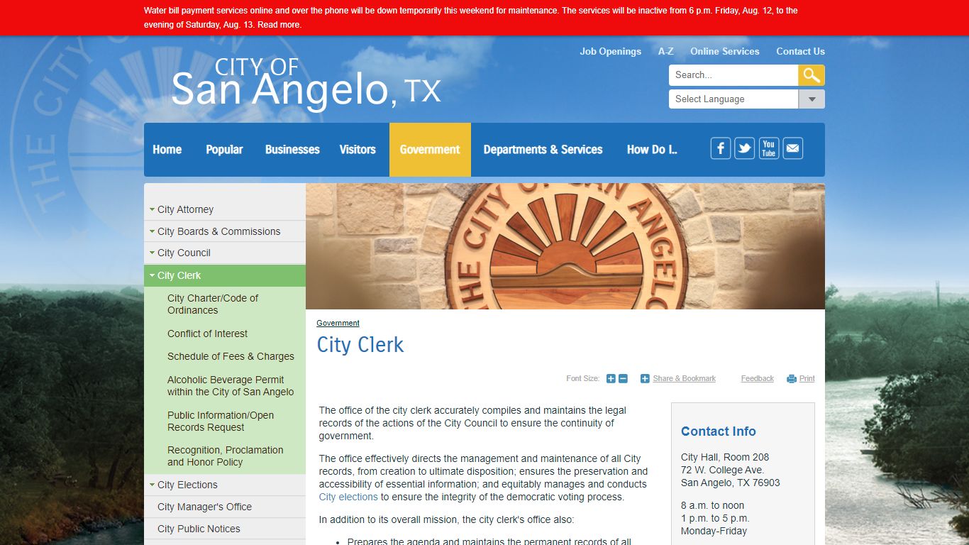 City Clerk | City of San Angelo, TX